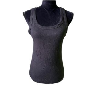 American Eagle Women’s Black Ribbed Basic Tank Top Medium